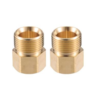 Imagem de VekAuto Conector de lavadora de pressão, M18x1,5 a 15 mm M22x1,5 adaptador macho e fêmea conector de mangueira de parafuso de latão universal para lavadora de pressão conexão rápida latão tom cobre