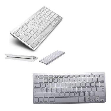 Imagem de Mini Teclado Bluetooth Teclas Silenciosas Branco Para Tablet - NoBrand