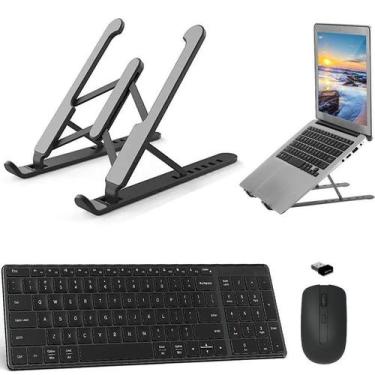 Imagem de Teclado Mouse Wireless e Suporte Preto para Notebook Dell - Skin Zabom