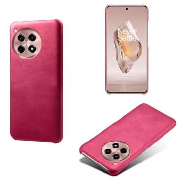Imagem de Capa para Oneplus 12R 5G,Proteção contra quedas,Casca de volta de cor sólida simples,Design de couro de imitação de plástico-Rose