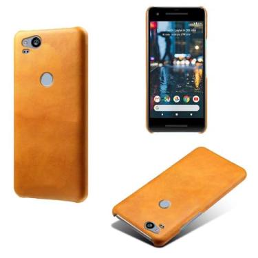Imagem de Capa para Google Pixel 2,Proteção contra quedas,Casca de volta de cor sólida simples,Design de couro de imitação de plástico-Orange
