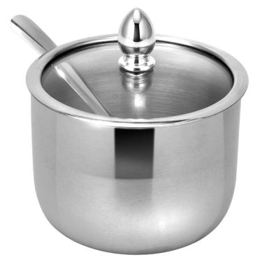 Imagem de Açucareiro Uny Home em Aço Inox com Tampa de Vidro