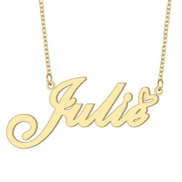 Imagem de Colar com nome personalizado, banhado a ouro 18 quilates, pingente de coração de amor fofo para mulheres e meninas, Metal, aço inoxidável