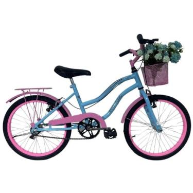 Imagem de Bicicleta Cissa 20 Infantil Retrô Feminina Azul Bebê/Rosa