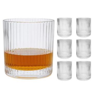 Imagem de Jogo 6 Copos Baixo De Vidro Whisky Luxo Canelado 320ml - Haüskraft, tr