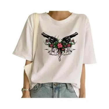 Imagem de Camiseta Feminina Guns N' Roses - Branca - Estilo Punk Rock, BR-G3, Br