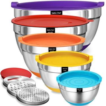 Imagem de Conjunto de taças de mistura Umite Chef em aço inoxidável 5, 4, 3,5, 2
