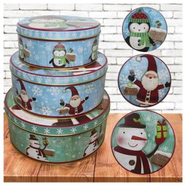 Imagem de Conjunto De Latas Natalinas Turma Do Polo Norte Para Doces Chocolates 