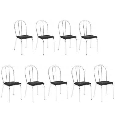 Imagem de Kit 9 Cadeiras Lisboa Cromada Para Cozinha Ou área Gourmet-assento Sin