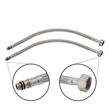 Imagem de Engate Rabicho Par 80cm Monocomando Mangueira Grande Misturador Flexível Comprido Torneira Água Quente Fria Par Banheiro Cozinha