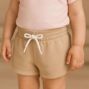 Imagem de Short Moletinho Infantil Feminino Liso Básico Confortável Moderninho -