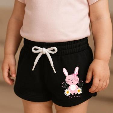 Imagem de Short Moletinho Infantil Estampado Feminino Coelhinha Be Kind Fofa Pri