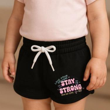 Imagem de Short Moletinho Infantil Feminino Estampado Stay Strong Moda Kids Cria