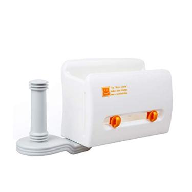 Imagem de Suporte de papel higiênico autônomo rack de armazenamento giratório para geladeira tubo de toalha de papel de adsorção prateleira de plástico suportes de papel higiênico