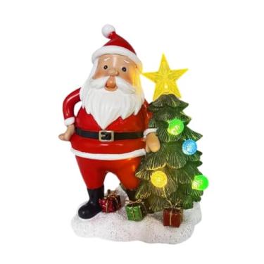 Imagem de BLWOTMOR Estátua de Papai Noel Movida a Energia Solar para árvore de Natal, Escultura em Miniatura para