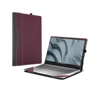 Imagem de Capa para laptop Dell Pro 16 PC16255 PC16250 [observe outros modelos] Capa protetora de couro PU de 16 polegadas com tudo incluído, capa removível (vinho tinto)
