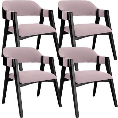Imagem de Kit 4 Cadeiras Sala De Jantar Estar Living Estofada Suran L02 Preto Su