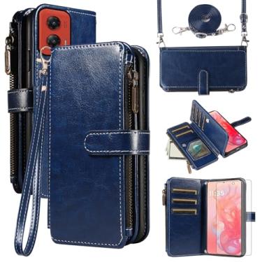 Imagem de Asuwish Capa de telefone para Motorola Moto G Stylus 5G 2024 capa com protetor de tela de vidro temperado e cordão com zíper carteira suporte para cartão suporte protetor acessórios de celular G5