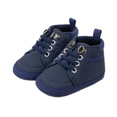 Imagem de Mocassins para bebês meninos meninas clássico casamento Brogue Oxford sapatos sociais primeiros passos caminhada sapato de berço preguiçoso, A04/azul, 12-18 Months Toddler