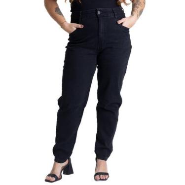 Imagem de Calça Jeans Sawary Mom Plus Size - 281108 - black 46, Preto, 46