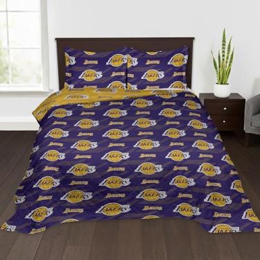 Imagem de NORTHWEST Cobertor acolchoado NBA LA Lakers King com 2 fronhas, roupa de cama macia e aconchegante, todas as estações, 228 x 228 cm