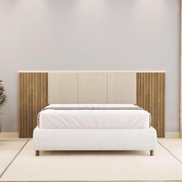Imagem de Cabeceira Estofada Cama Box Casal Queen Com Led Dubai Zen Nature Brisa