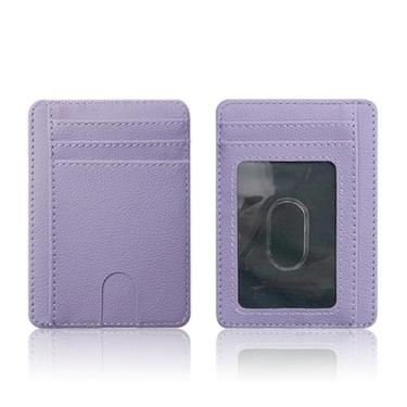 Imagem de Carteira com porta-cartões de crédito, fina e minimalista com bloqueio de RFID, Roxa, Slim, Minimalista