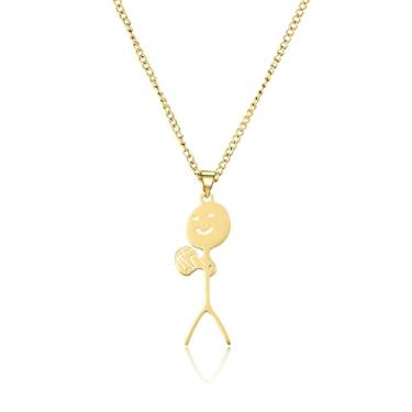 Imagem de Colar de desenho engraçado para mulheres, colar de dedo, rosto sorridente, presente de amizade, pingente de aço inoxidável para mulheres, homens, meninos, meninas, joias legais feitas à mão, G