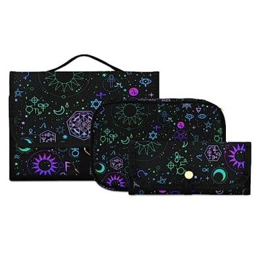 Imagem de MNSRUU Necessaire borboleta bege para pendurar maquiagem bolsa de viagem para artigos de higiene pessoal, 3 peças, organizador de artigos de higiene pessoal, kit de higiene pessoal portátil transparente, Boho 27, one size