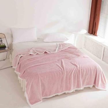 Imagem de JUSHZ Cobertor de lã cobertor ponderado cobertores e mantas fofas mulheres homens para lençol adulto cachecol longo duplo solteiro para sofá inverno grosso quente para dormitórios (rosa claro, 200 x