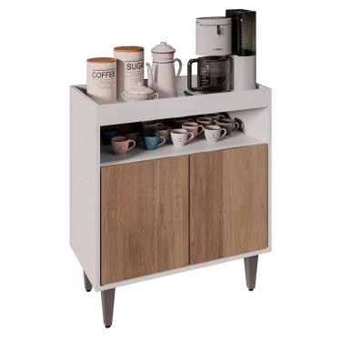 Imagem de Balcão Aparador Buffet Cantinho Do Café 71cm Lice Z34 Branco/freijó - Mpozenato