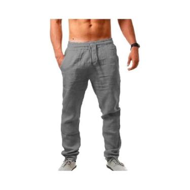 Imagem de Calças Masculinas de Linho e Algodão - Respirável, Casual e Fitness (S