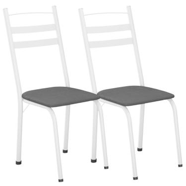 Imagem de Kit 2 Cadeiras Tubular America 061 Branco Assento Preto Artef