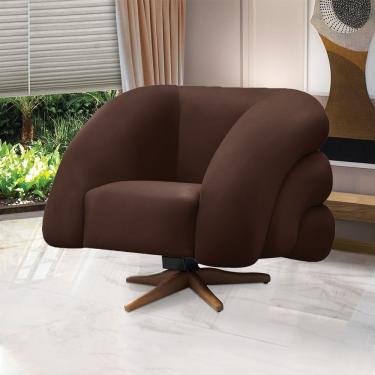 Imagem de Poltrona Giratória Orgânica Com Balanço Tana Bouclê Marrom E03 - D'rossi