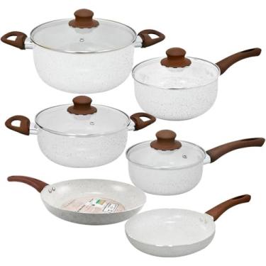 Imagem de Jogo de Panelas Antiaderente Cerâmica Vanilla Florença 6 peças - Hauskraft Premium