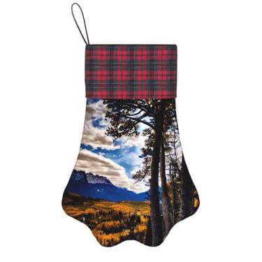 Imagem de SKKNT Meias de Natal com estampa de cordilheira rochosa, animais de estimação, decoração de Natal, cães, gatos, árvores, doces, presente, conveniente