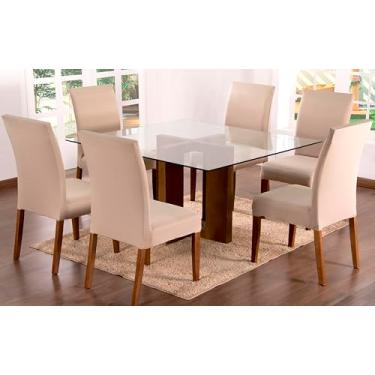 Imagem de Kit 6 Capas Protetoras para Cadeira, Malha 100% Poliéster, Liso, 40x40cm Assento, 42x47cm Encosto