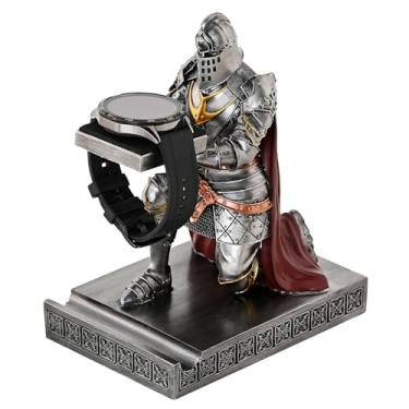 Imagem de HDMbigmi Suporte de exibição de relógio King's Guard para óculos, joias, pulseira, colar, bandejas, torres, suporte de caneta de resina, guerreiro, cavaleiro guerreiro, suporte para celular para