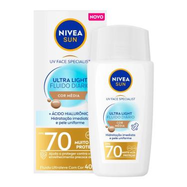 Imagem de Protetor Solar Nivea Sun UV Face Specialist Ultra Light Fluido Diário FPS 70 Cor Média 40ml
