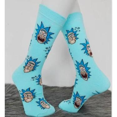 Imagem de Meia Cano Alto Divertidas Hype Skate Rick And Morty - use odd, Azul