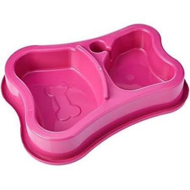 Imagem de Comedouro Duplo Pet com Bebedouro Automático Anti-Formiga para Cães e Gatos Compatível com Garrafa PET(Rosa)