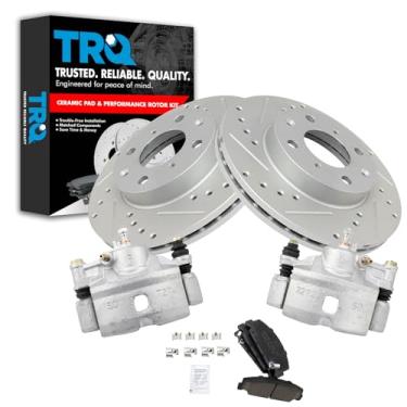 Imagem de TRQ Kit de rotores e calibradores de desempenho de almofadas de cerâmica frontais para Honda Civic New