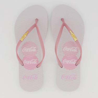 Imagem de Chinelo Coca Cola Hampton Feminino Branco e Rosa-Feminino
