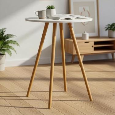 Imagem de Mesa Redonda 70 Cm Madeira Cozinha Sala de Jantar Resistente cor:branco