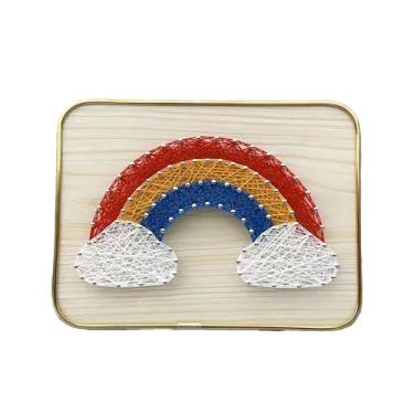 Imagem de MerainMe Kit de arte de corda 3D DIY artesanato arco-íris decorações de casa sinuosas terno de desenho para crianças, família iniciante, presente de Natal feito à mão (inclui todos os acessórios e