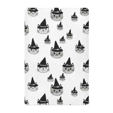 Imagem de SEHANY Lençóis de berço de gatos fofos para meninos e meninas, macio, respirável, elástico, lençol com elástico padrão para bebês de 71 x 132 cm