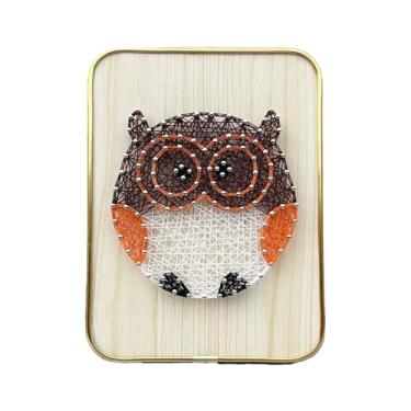 Imagem de MerainMe Kit de arte de corda 3D DIY coruja artesanato decoração de casa sinuosa terno de desenho para crianças, família iniciante, presente de Natal feito à mão (inclui todos os acessórios e moldura