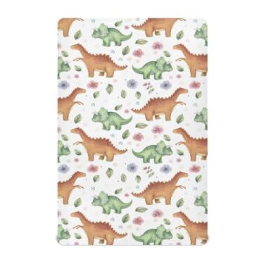 Imagem de SEHANY Lençóis de berço engraçados de dinossauros para meninos e meninas, macio, respirável, elástico, lençol com elástico padrão para bebês de 27 x 99 cm