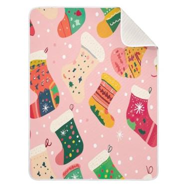Imagem de Blueangle Meias de Natal Cobertores de bebê para berço, soneca, 76 x 101,6 cm, quentes, aconchegantes, macios, cobertores unissex para meninos, meninas, crianças, bebês (578)