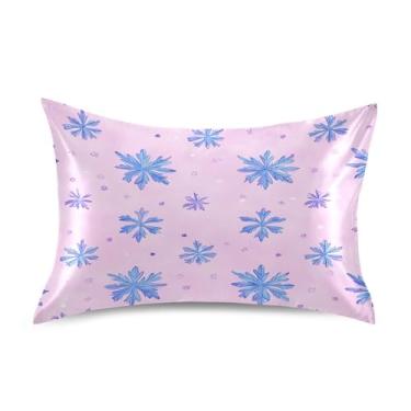 Imagem de Blueangle Fronha de cetim de floco de neve de inverno para cabelo e pele, fronha de seda, tamanho Queen (51 x 76 cm) - Capas de almofada de cetim com fecho de envelope (284)
